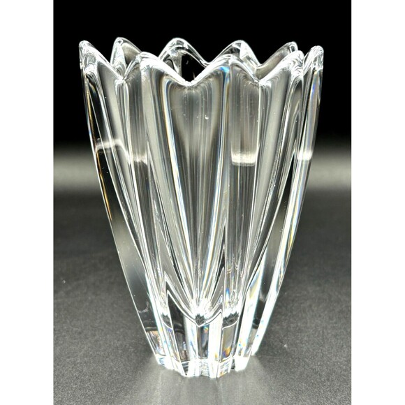 Vintage Orrefors Heavy Crystal Flower Vase Signed Made in Sweden 5.75” Gorgeous! - Picture 3 of 16